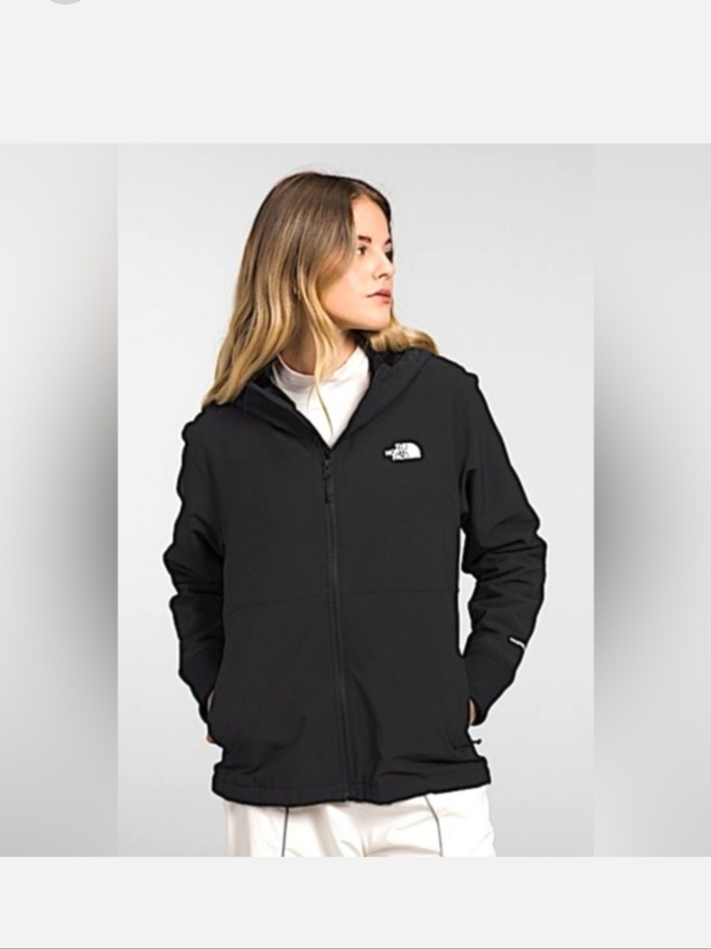 The North Face Windwall Women's Black Full-Zip Hooded Bomber Jacket